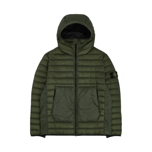 Stone Island 40324 Bio-Based Ripstop Nylon Hooded Down Jacket Olive Green - 22SS
