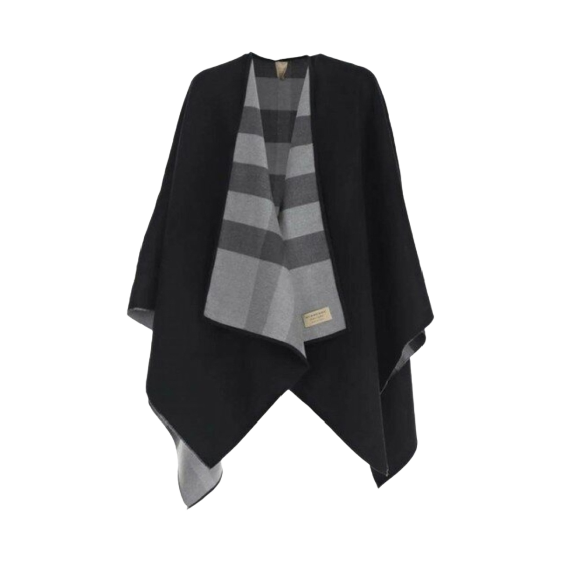 4029404 (W) Burberry Reversible Check Merino Wool Poncho Charcoal