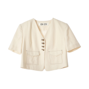 En Or Women Single Stitch Detailed Crop Jacket Cream