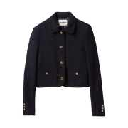 (W) Miu Miu Single Breasted Tweed Jacket Navy