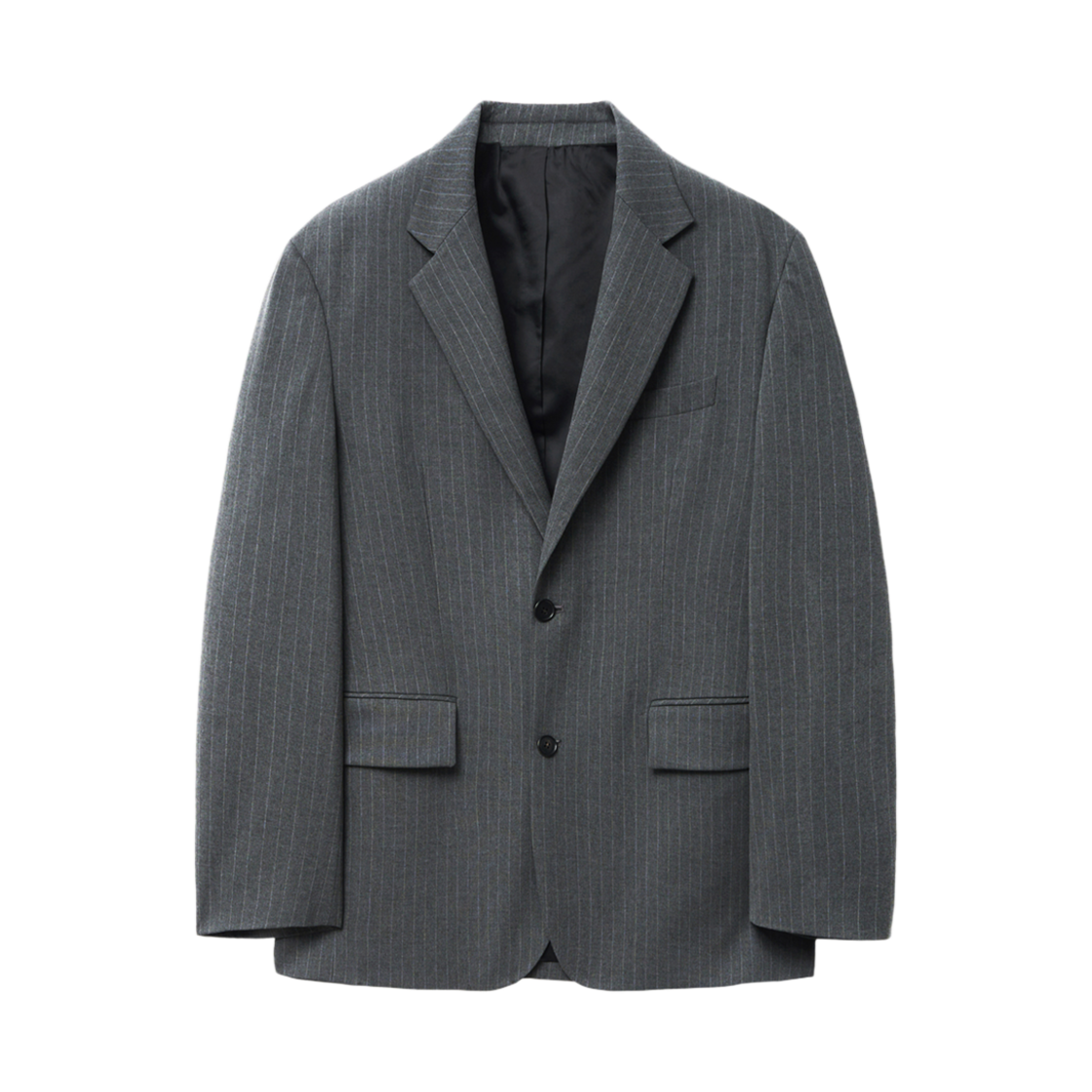 티엔지티 그레이 오버사이즈 싱글브레스트 핀스트라이프 셋업 자켓