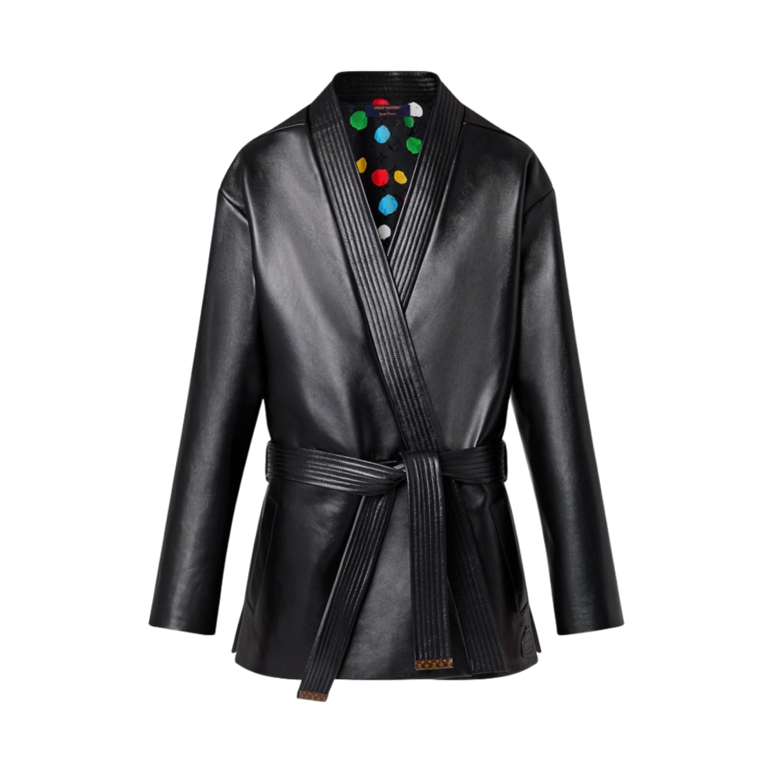 (W) 루이비통 x 야요이 쿠사마 레더 랩 자켓 블랙((W) Louis Vuitton x YK Leather Wrap Jacket Black) - 1