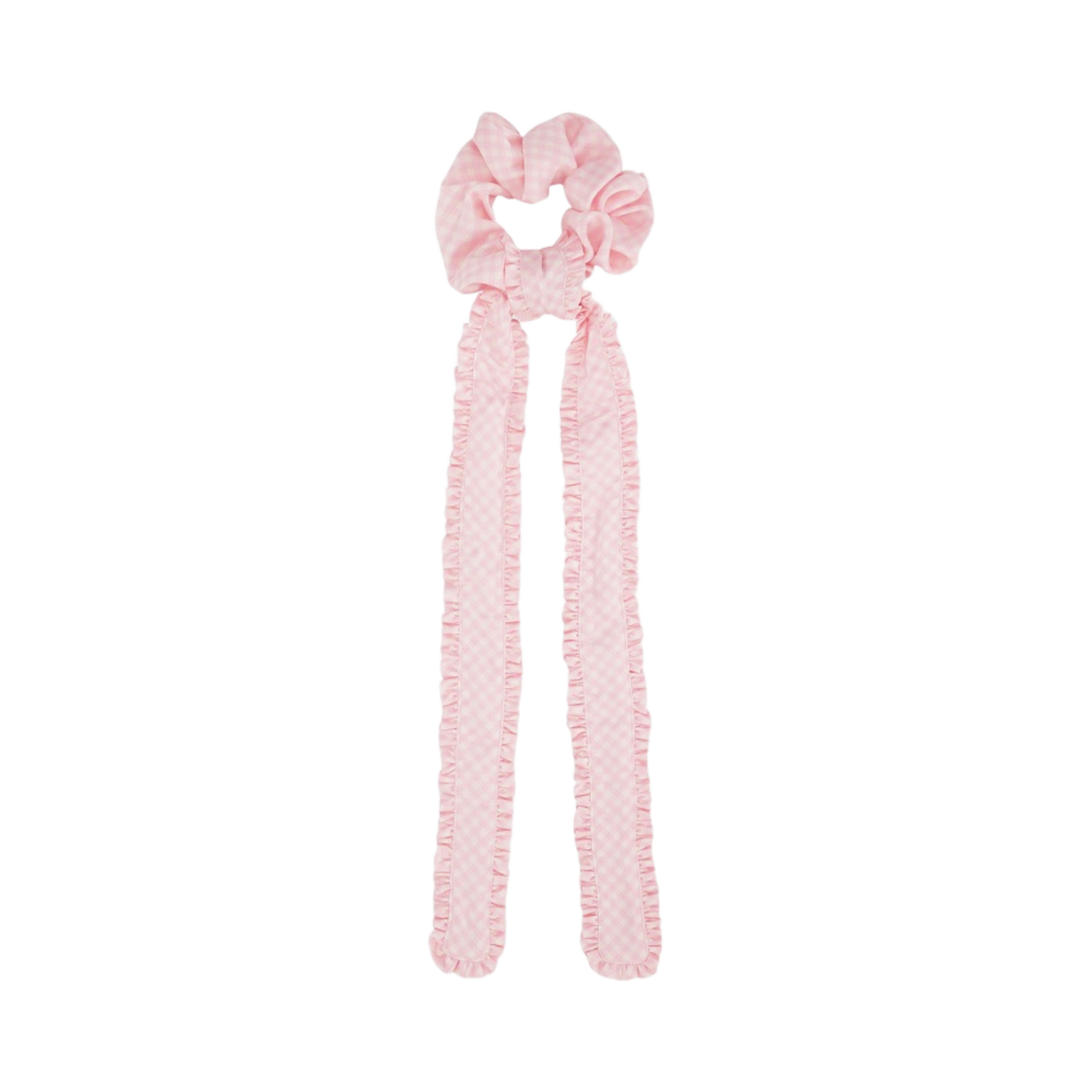 (W) 가니 사틴 프릴 보우 스크런치 라이트 라일락((W) Ganni Satin Frill Bow Scrunchie Light Lilac) - 1