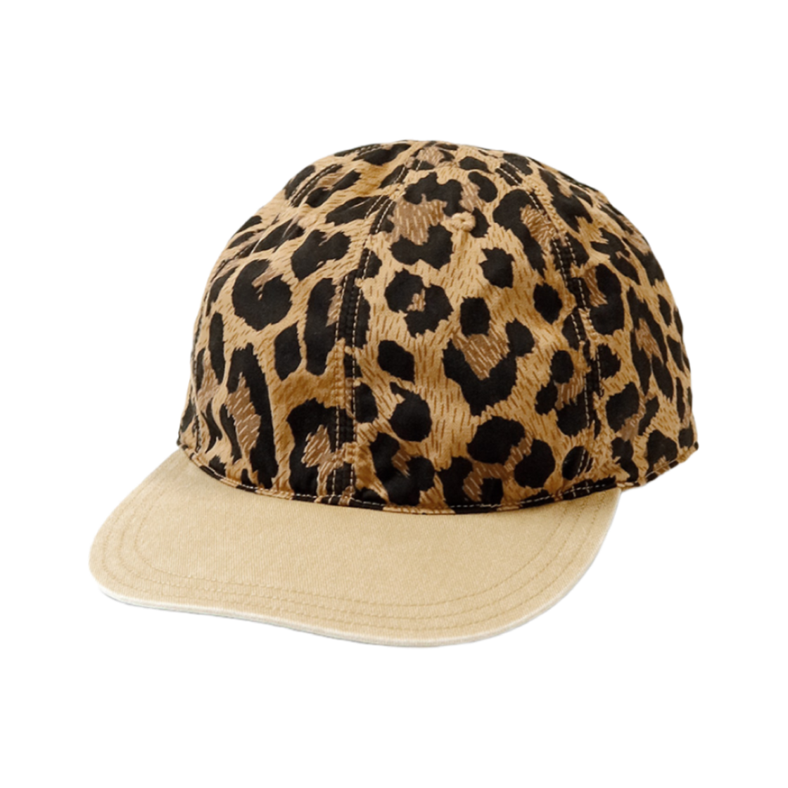 캐피탈 코튼 헤링본 레오파드 프린트 베이스볼 캡 브라운(Kapital Cotton Herringbone Leopard Print Baseball Cap Brown)