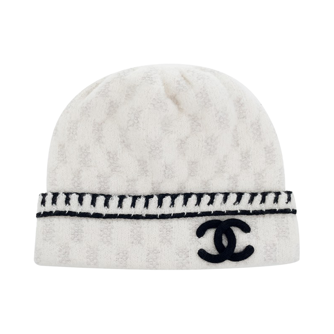 ITC54IDJIO4K Chanel CC Logo Beanie White/Black/Grey