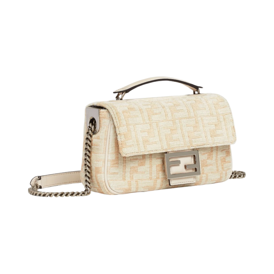 펜디 바게트 체인 미디 FF 테피스트리 패브릭백 화이트(Fendi Baguette Chain Midi FF Tapestry Fabric Bag White) - 2