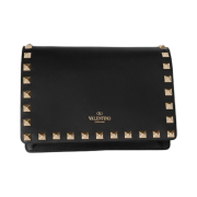 Valentino Rockstud Calfskin Chain Pouch Black