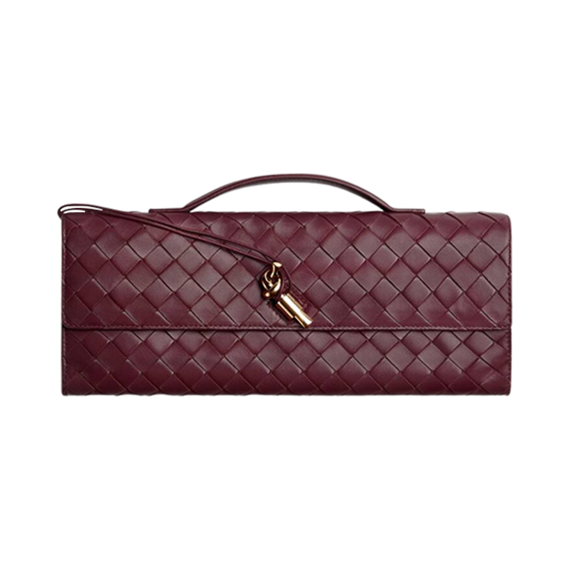 741511VCPP32250 Bottega Veneta Long Clutch Andiamo With Handle Barolo