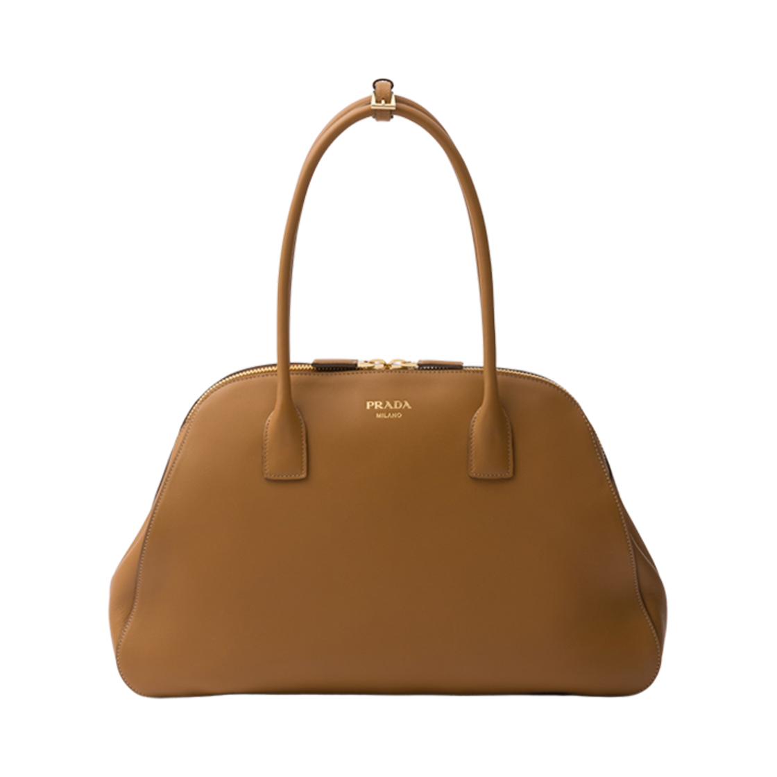 1BG522-2CYS-F03BH Prada Medium Leather Tote Bag with Zipper Closure Caramel
