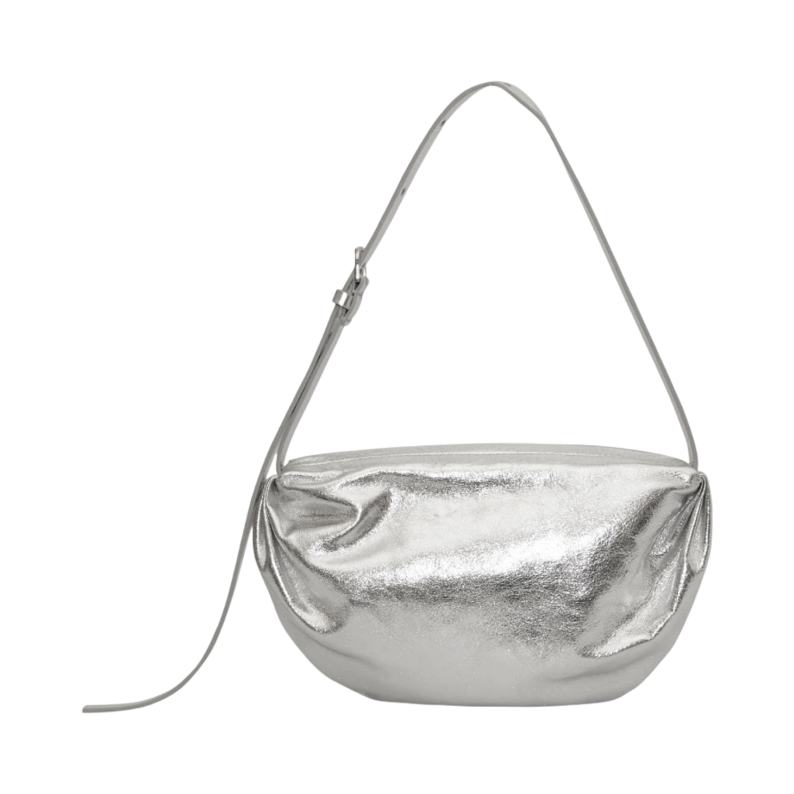 코스 개더드 레더 숄더백 실버