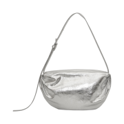 COS Gathered Leather Shoulder Bag Silver