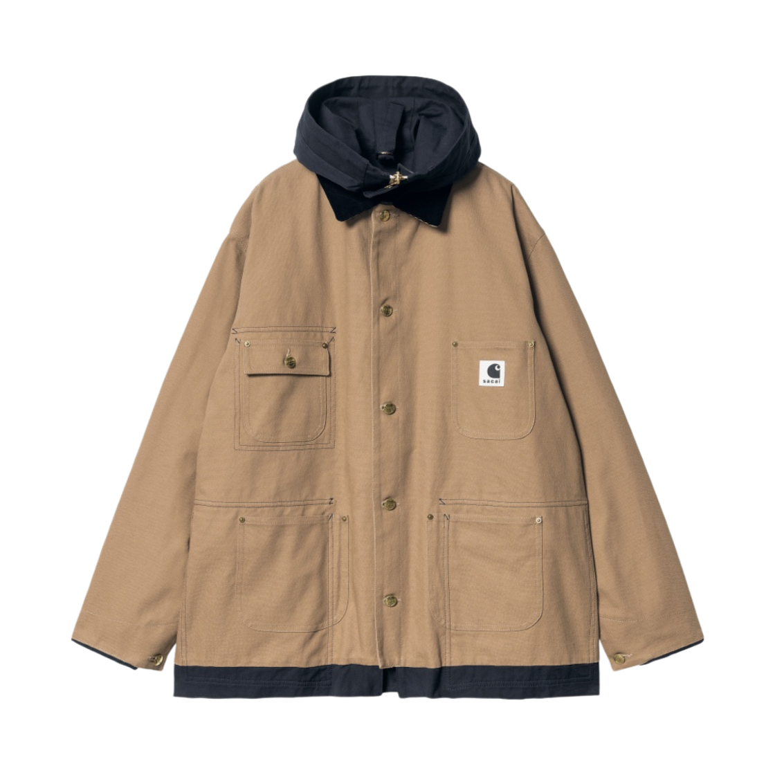 사카이 x 칼하트 WIP 리버시블 덕 코트 베이지 네이비(Sacai x Carhartt WIP Reversible Duck Coat Beige Navy)