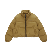 (W) Matin Kim High Neck Classic Crop Puffer Down Jumper Camel