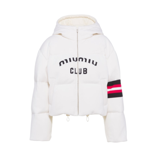 (W) Miu Miu Cropped Cashmere Down Jacket White