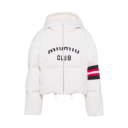 (W) Miu Miu Cropped Cashmere Down Jacket White