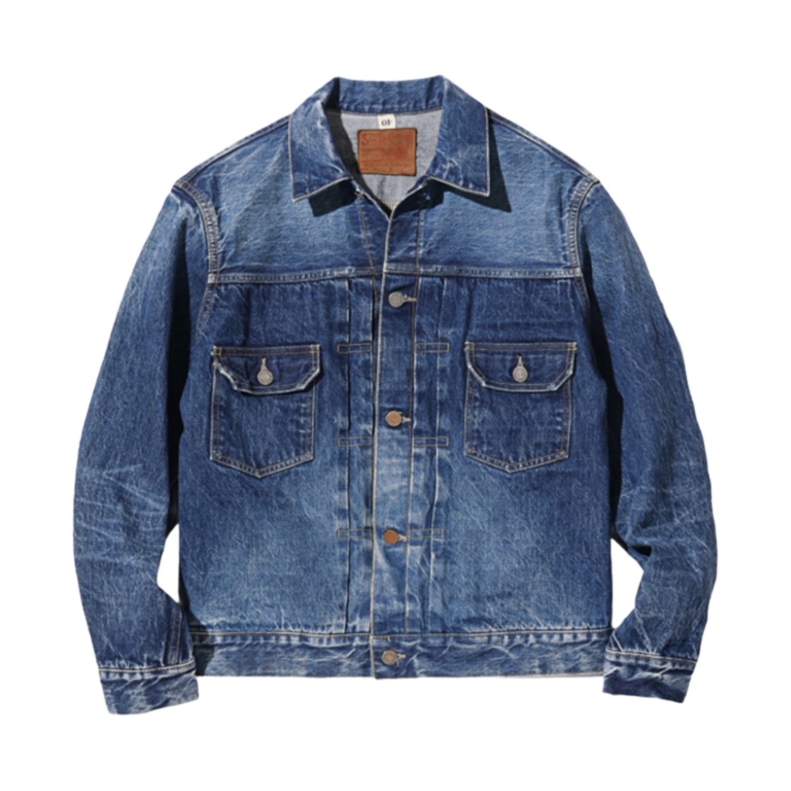 SC11953SW-429 Sugar Cane 14.25 oz. Denim Jacket 1953 Aged Model Dark Blue