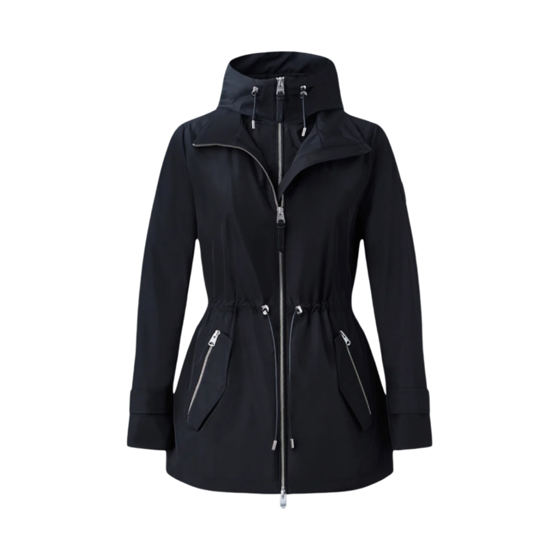 (W) 맥카지 멜라니 투인원 레인 파카 리무버블 빕 블랙((W) Mackage Melany 2-In-1 Rain Parka With Removable Bib Black)