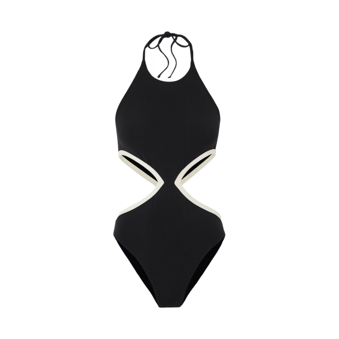 (W) 리사 마리 페르난데즈 컷아웃 투톤 스트레치 크레페 홀터넥 스윔수트 블랙((W) Lisa Marie Fernandez Cutout Two Tone Stretch Crepe Halterneck Swimsuit Black)