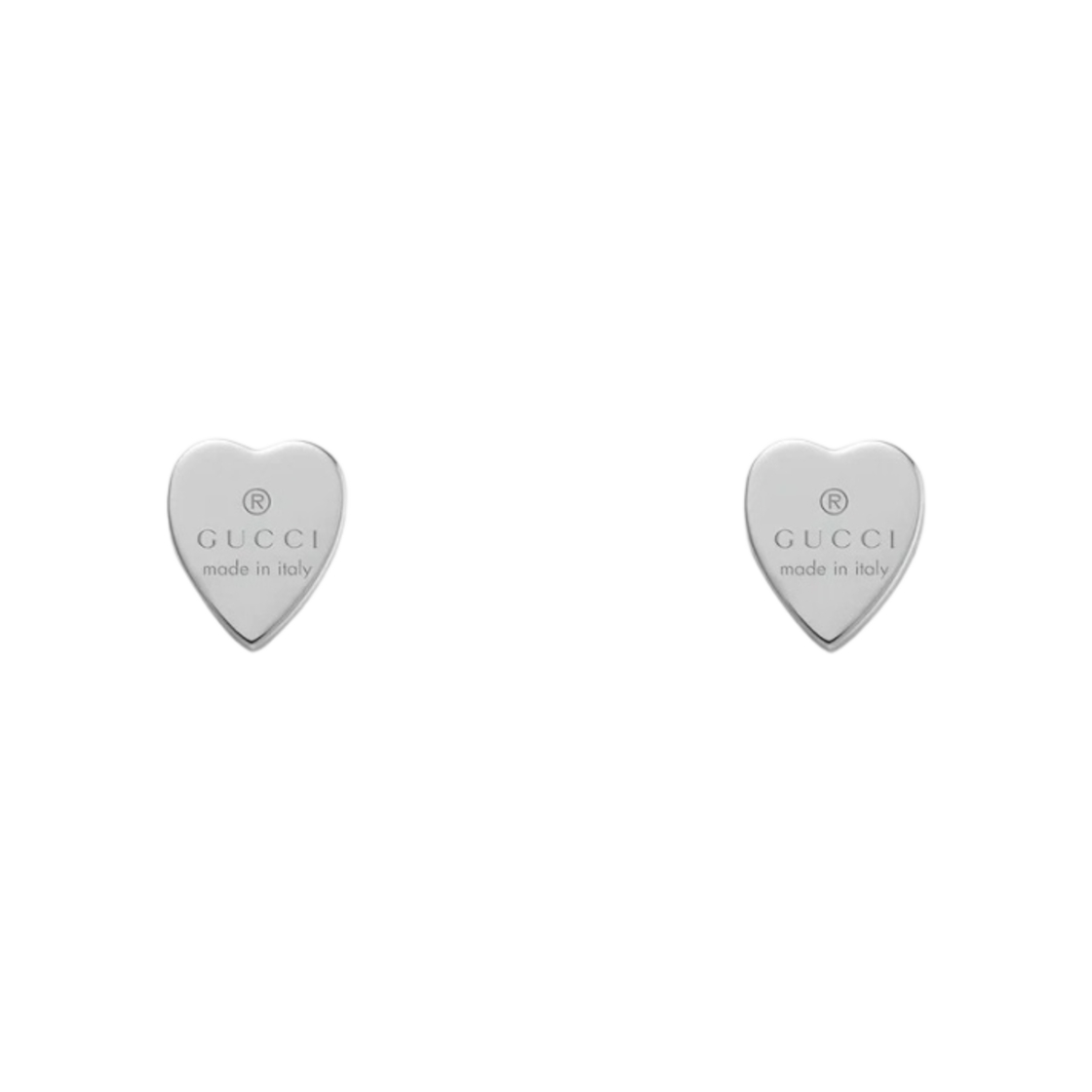 구찌 트레이드마크 하트 쉐이프 이어링 실버