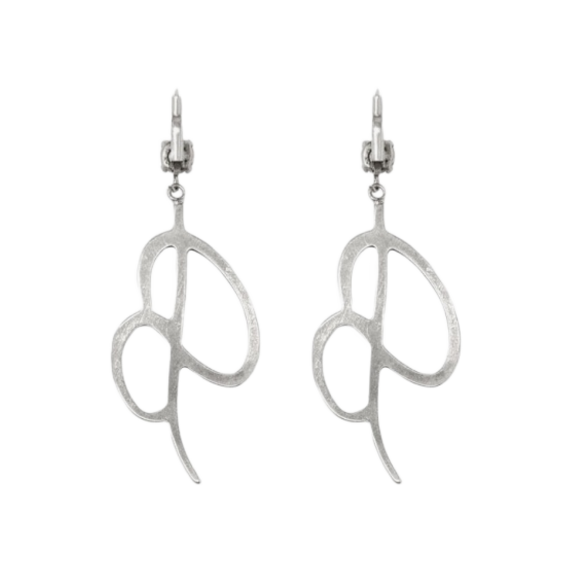 (W) 블루마린 펜던트 로고 이어링 실버((W) Blumarine Pendant Logo Earrings Silver) - 2
