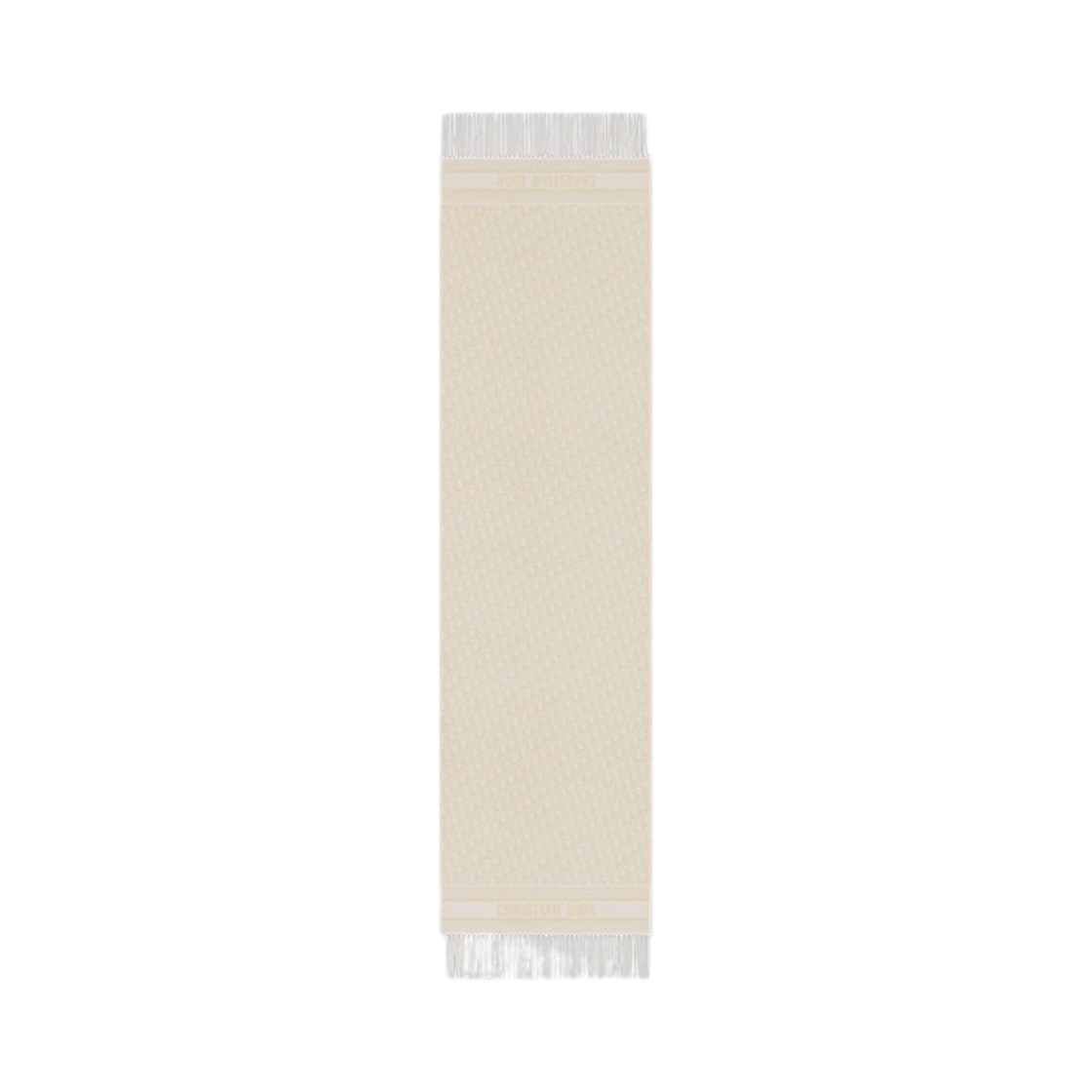 51DOB209L080-CO90 Dior Oblique Muffler Cashmere Blend and Metallic Thread Ecru