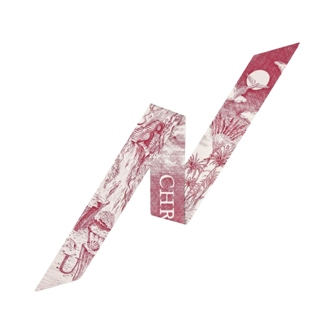 (W) 디올 ABC디올 U 유토피 미차 스카프 실크 트윌 버건디((W) Dior ABCDior U Utopie Mitzah Scarf Silk Twill Burgundy) - 1