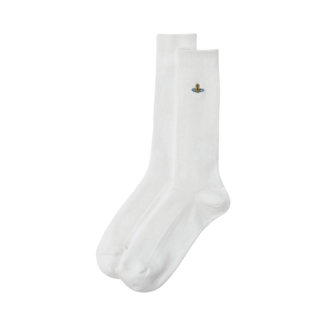 (W) 비비안 웨스트우드 원 포인트 오브 플레인 크루 삭스 화이트((W) Vivienne Westwood One Point Orb Plain Crew Socks White) - 1