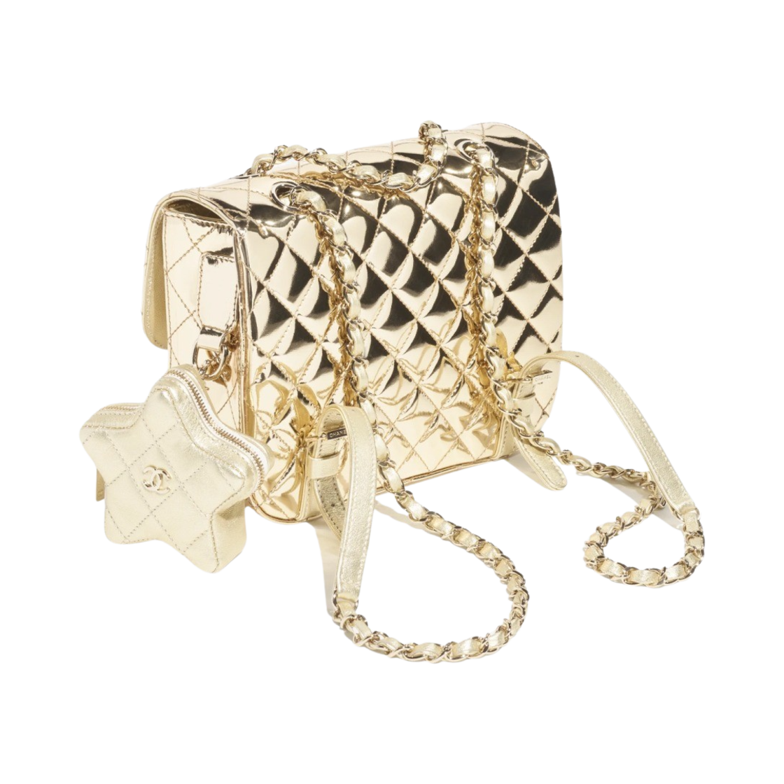 샤넬 백팩 & 스타 코인 퍼스 메탈릭 미러 카프스킨 메탈릭 램스킨 골드 메탈 & 라이트 골드(Chanel Backpack & Star Coin Purse Metallic Mirror Calfskin Metallic Lambskin Gold & Light Gold) - 3