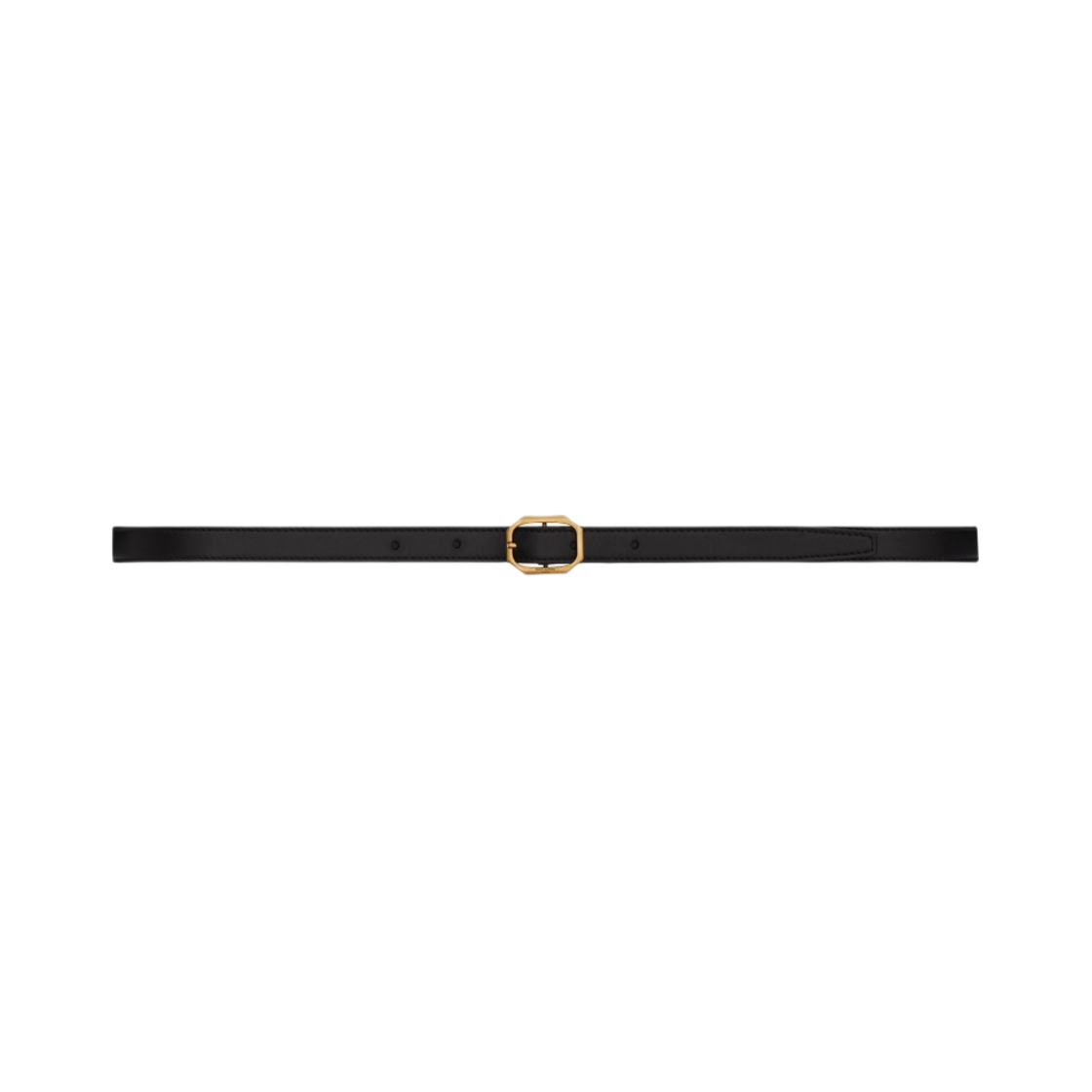(W) 생로랑 프레임 버클 씬 벨트 스무스 레더 블랙((W) Saint Laurent Frame Buckle Thin Belt in Smooth Leather Black) - 1