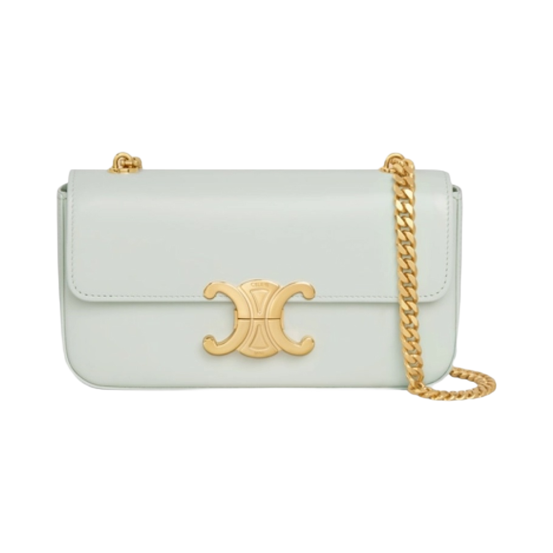 197993BF4-29JA Celine Chain Shoulder Bag Triomphe in Shiny Calfskin Jade