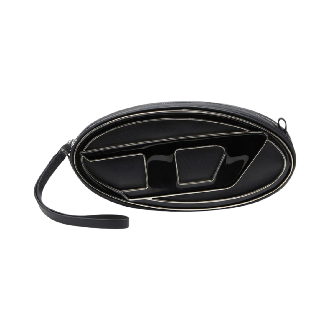 디젤 1DR 파우치 스몰 레더 크로스바디백 로고 플라크 블랙