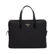 Prada Re-Nylon Leather Briefcase Black
