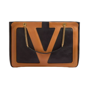 Valentino Viva Superstar Nappa Leather Medium Shopping Bag Black Brown