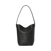 The Row Small N/S Park Tote in Grained Calfskin Leather Black