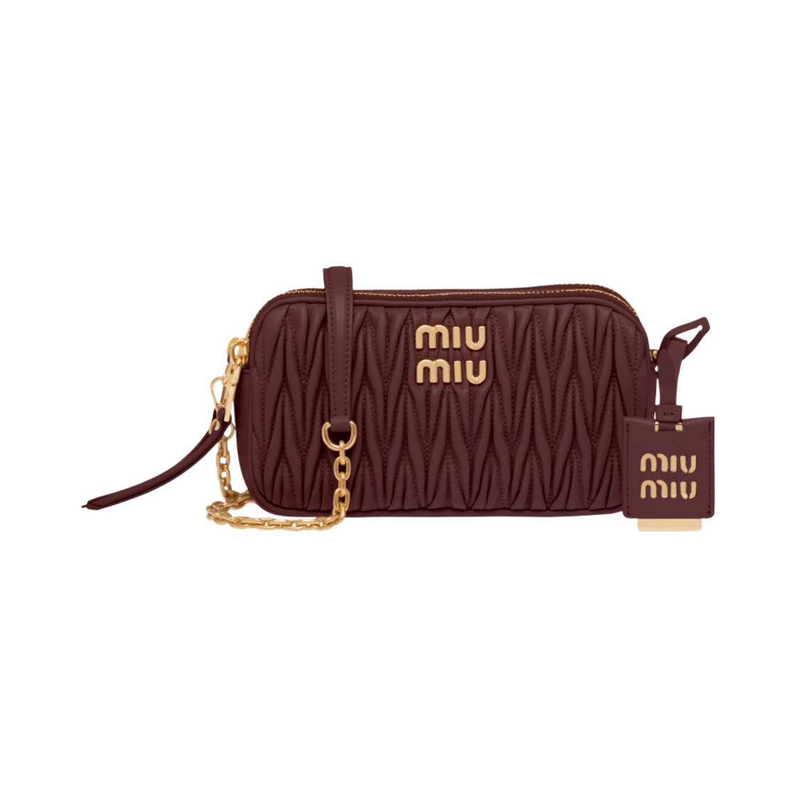 미우 미우 마테라쎄 나파 가죽 미니백 아마란스 레드 메이즈 옐로우(Miu Miu Matelasse Nappa Leather Mini Bag Amaranth Red Maize Yellow) - 1
