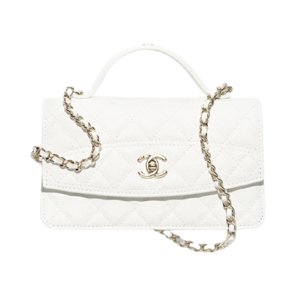 AP4402-B18715-10601 Chanel Clutch with Chain Grained Calfskin & Gold White - 대표 이미지 #1