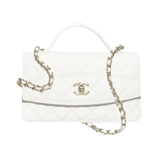 Chanel Clutch with Chain Grained Calfskin & Gold White