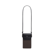Celine Phone Pouch with Flap in Triomphe Canvas and Lambskin Black