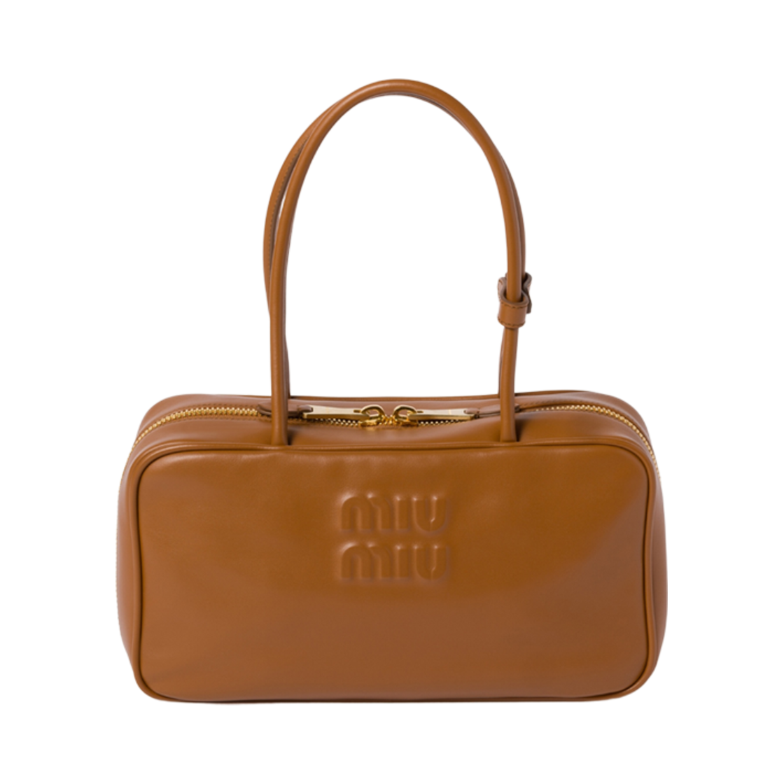 5BB172-2CRW-F0046 Miu Miu Beau Leather Top Handle Bag Cognac
