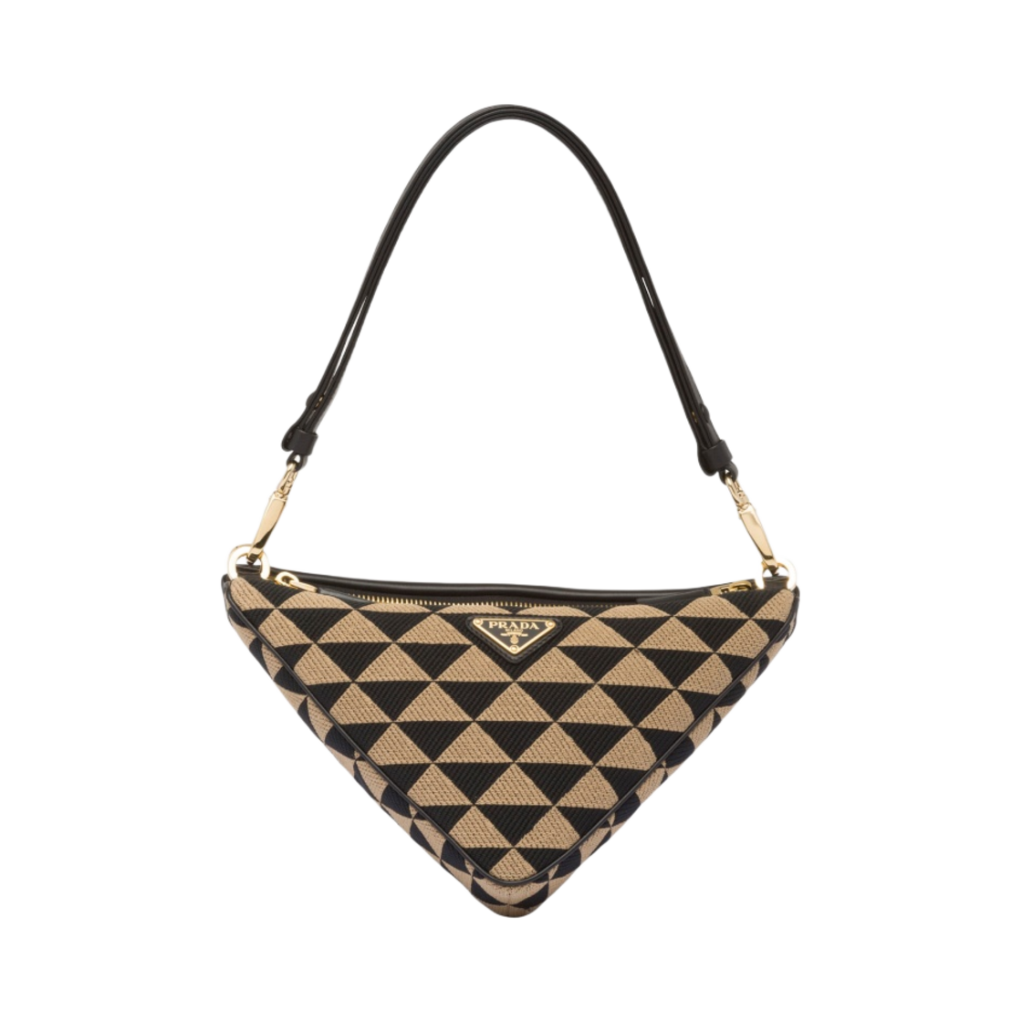 프라다 심볼 레더 패브릭 미니백 블랙 베이지(Prada Symbole Leather and Fabric Mini Bag Black Beige) - 1