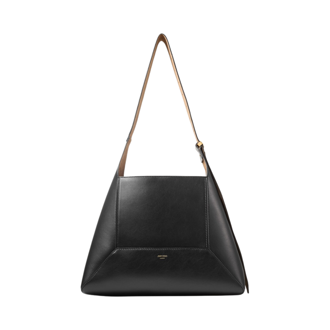 DIAMONDHOBOMHUT000034 Jimmy Choo Diamond Hobo M Leather Shoulder Bag Black Gold