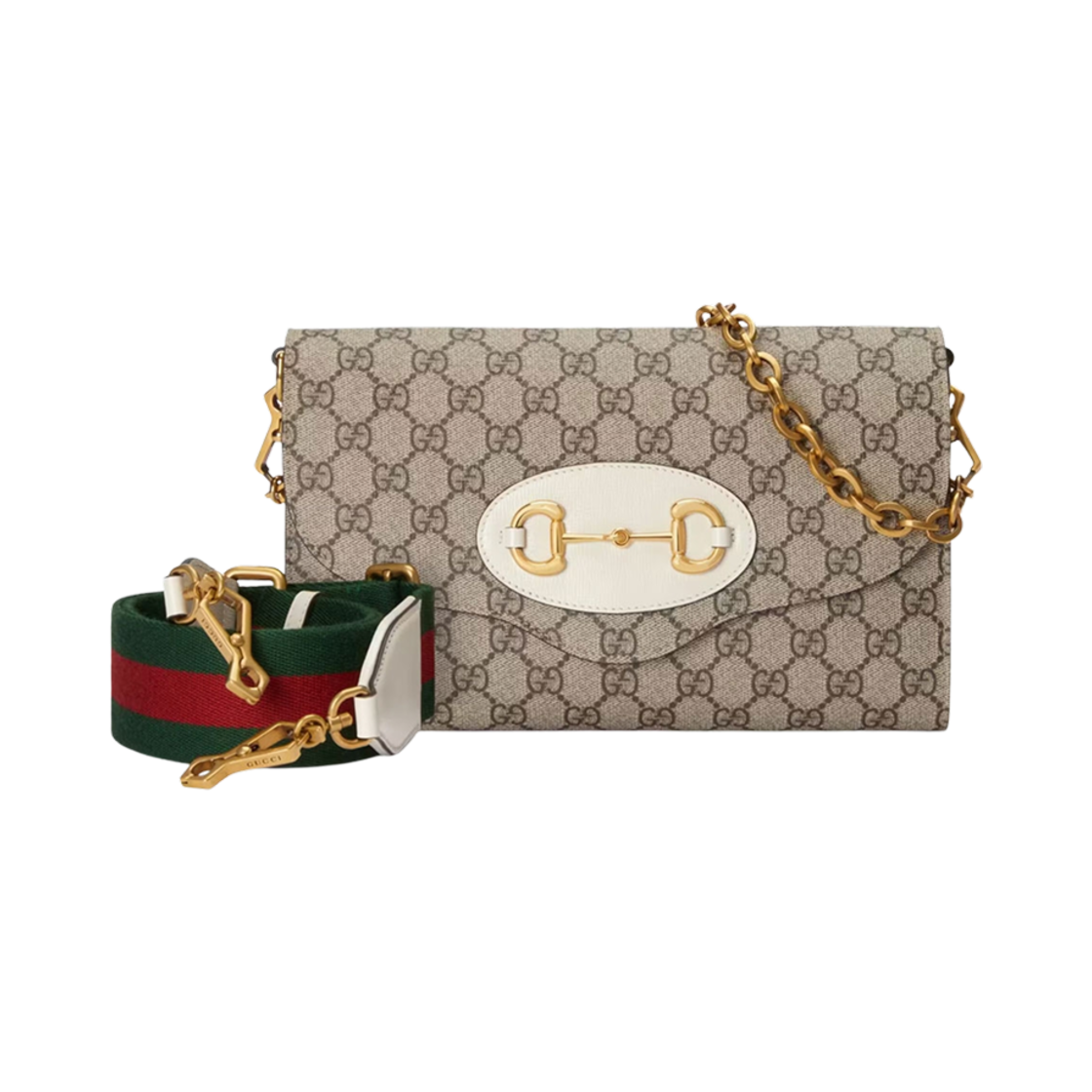 677286-HUHHX-9759 Gucci Horsebit 1955 Small Bag Beige White