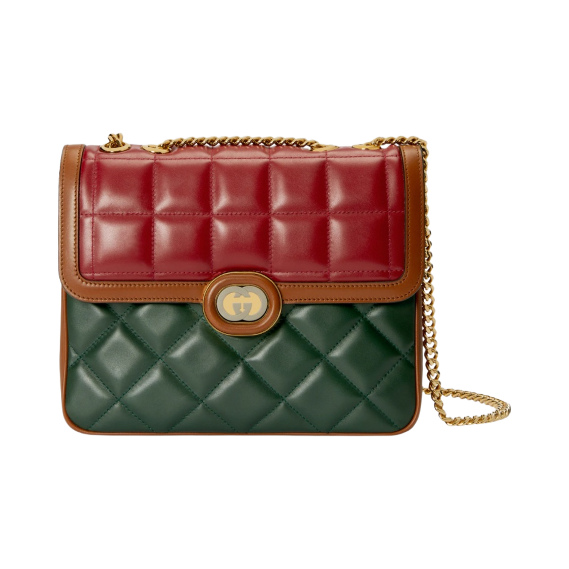 구찌 데코 스몰 숄더백 레드 그린 레더(Gucci Deco Small Shoulder Bag Red Green Leather) - 1