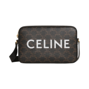 Celine Medium Messenger Bag in Triomphe Canvas with Celine Print Black