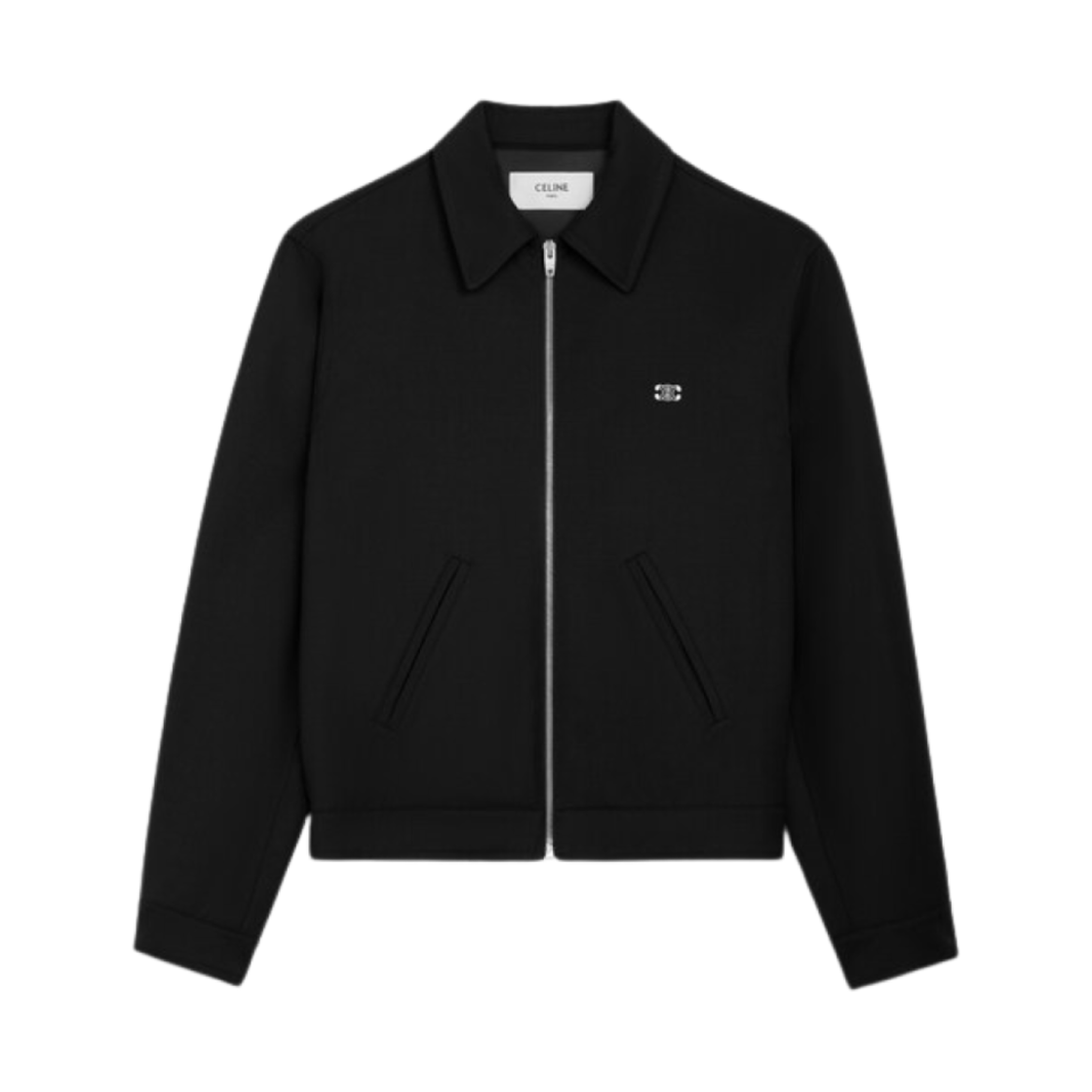 RV0IE973C-38NO Celine Triomphe Wool Twill Blouson Jacket Black