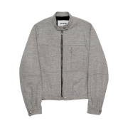 Haleine Wool Check Carpenter Detail Biker Jacket Greyish Beige