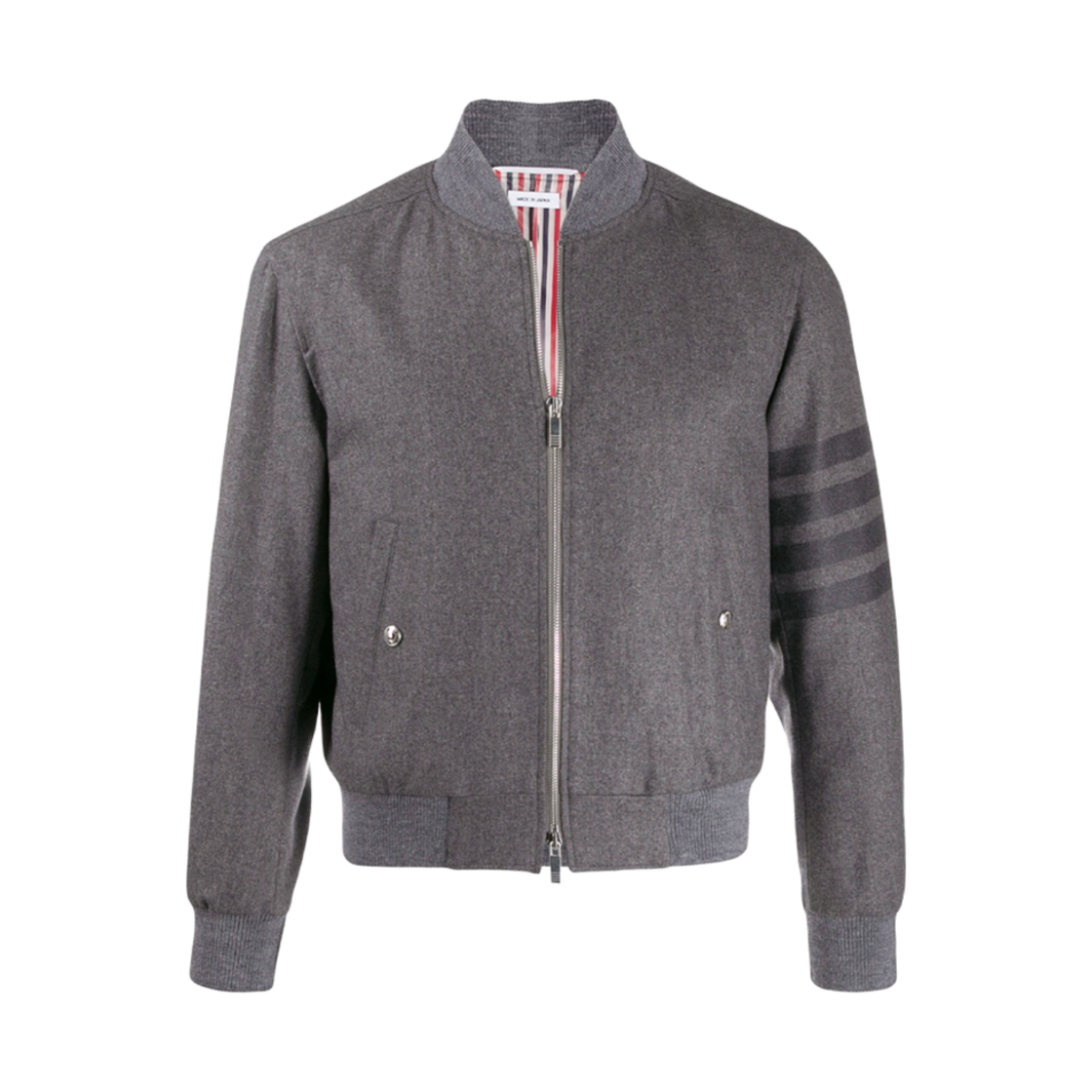 MJO030A-06393-035 Thom Browne Wool Cashmere Flannel Blouson Tonal 4-Bar Jacket Medium Grey