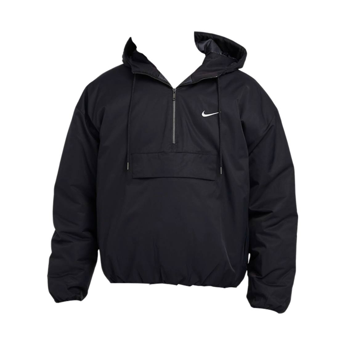나이키 NSW 써마핏 오버사이즈 후드 아노락 자켓 블랙 울프 그레이 - 아시아(Nike NSW Therma-Fit Oversized Hooded Anorak Jacket Black Wolf Grey - Asia)