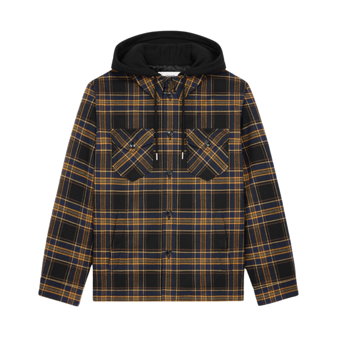 2W68A0M84-94MJ Celine Check Cotton Overshirt Marine Jaune