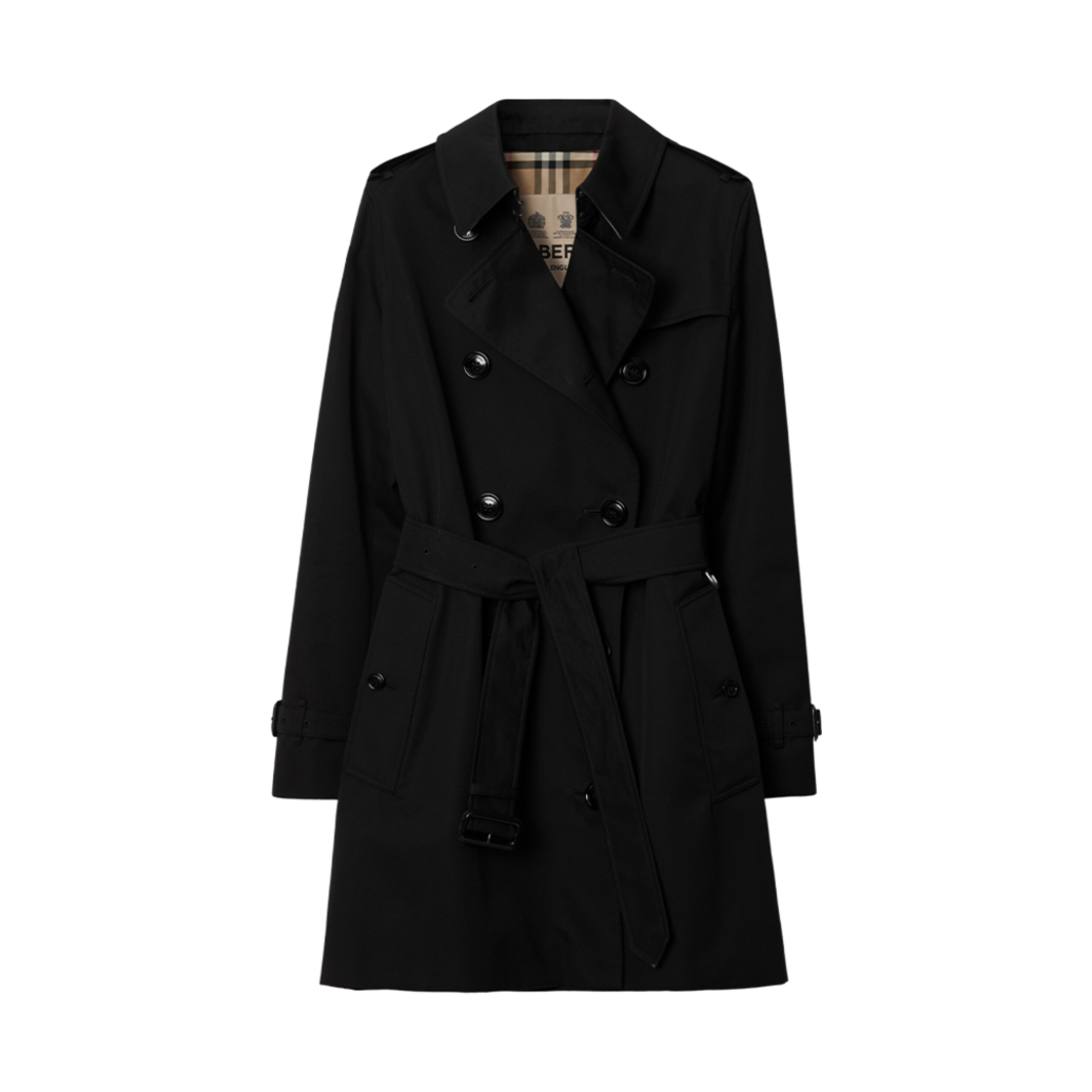 (W) 버버리 켄싱턴 헤리티지 트렌치 코트 블랙((W) Burberry Kensington Heritage Trench Coat Black) - 1